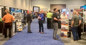 Photo of people milling around the exhibit hall at the Keller Marine & RV Show in Tampa, Fla., 2019.