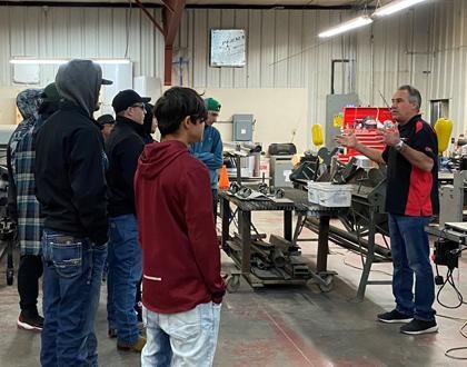 Mark Podeyn of Action RV in New Mexico speaks to high school students about a career path as an RV techician on behalf of RVTI