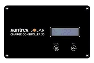 A picture of a Xantrex PWM 30A solar charge controller face plate